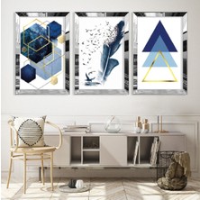 Zevahir Mobilya Dekorasyon Mavi Renkli Gümüş Pleksi Kenar Mdf Tablo