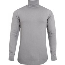 Uki Gri Tam Balıkçı Yaka Triko Kazak