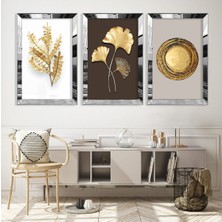 Zevahir Mobilya Dekorasyon Çiçek Gold Pleksi Kenar Mdf Tablo