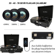 *ücretsiz Kargo Record Master T310CH Şarj Özellikli Pikap - 33, 45, 78 Devir T310CH- Siyah