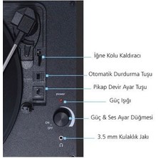 *ücretsiz Kargo Record Master T310CH Şarj Özellikli Pikap - 33, 45, 78 Devir T310CH- Siyah