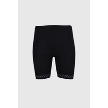 4'lü Ribana Diz Üstü Paçası Dantelli KÜLOT-231 Siyah