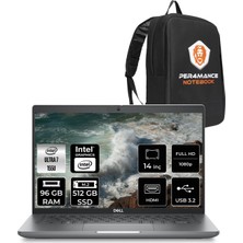 Dell Latitude 5450 Core Ultra 7 155U Notebook 96GB RAM 512GB SSD 14" FHD FreeDOS + Per4 Çanta N012L545014UP337
