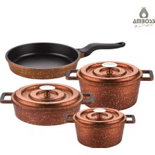 Amboss 7 Parça Copper Döküm Tencere Seti (Bakır - Kırçıllı)