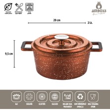 Amboss 7 Parça Copper Döküm Tencere Seti (Bakır - Kırçıllı)