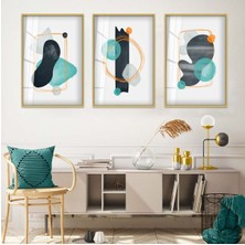 SOYUT DESEN 3'LÜ METAL ÇERÇEVELİ CAM TABLO SETİ