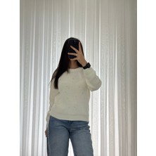 Nisbutikk Butik Nis Kadın Boncuk Detaylı Bisiklet Yaka Kazak