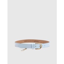 İLVİ Carles Kadın Kemer Mavi Hakiki Kroko Deri