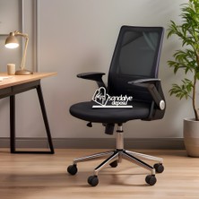 Sandalye Deposu Alis Hareketli Kollu Çalışma Koltuğu | Personel Çalışma Masası Sandalyesi (Siyah)