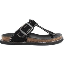 Celal Gültekin Kadın Siyah Parmak Arası Süet Deri Terlik