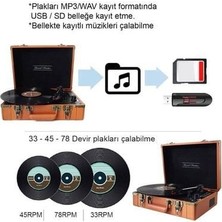 *ücretsiz Kargo Record Master T317UB Kahverengi Şarjlı Pikap Bluetoothlu