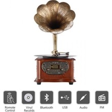 *ücretsiz Kargo Record Master – Wooden Classic Serisi RMJ-209C Pikap – Radyo – Bluetooth – USB – 33, 45 Devir Plak Çalar