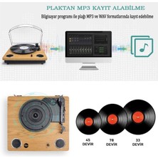 *ücretsiz Kargo Record Master TT249 Retro Pikap Bluetooth + Mp3 Kayıt Özelliği Tüm Plakları Çalabilen Pikap 33, 45, 78 Devir