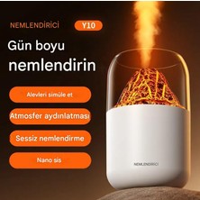 Cevval Humidifier H2O Küçük Masaüstü Nemlendirici - Renkli LED Hava Nemlendirici Volkan Efektli Nemlendirici, 300ML Yağ Difüzörlü Sessiz Buhar Makinası