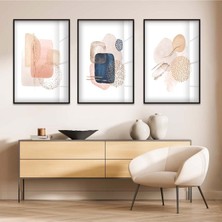 SOYUT DESEN TAŞ 3'LÜ METAL ÇERÇEVELİ CAM TABLO SETİ