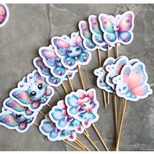 Hiras Dizayn 15ADET Sevimli Kelebek Tema Iyiki Doğdun Cupcake Doğum Günü Süsü Pasta Kürdanı  6-7cm Cupcake Pasta