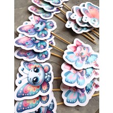 Hiras Dizayn 15ADET Sevimli Kelebek Tema Iyiki Doğdun Cupcake Doğum Günü Süsü Pasta Kürdanı  6-7cm Cupcake Pasta