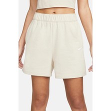 Nike Sportswear Essential Loose Fit Jersey Shorts Bol Kesim Jarse Kumaş Kadın Şort Bej