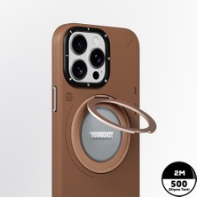 iPhone 15 Pro Max Kılıf Magsafe Özellikli 360 Standlı Deri Desenli Tech Leather Serisi