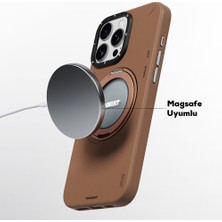 iPhone 15 Pro Max Kılıf Magsafe Özellikli 360 Standlı Deri Desenli Tech Leather Serisi