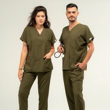 Boskami Medikal Core Flex Lüks Likralı Unisex Medikal Haki Alt Üst Takım Doktor Hemşireuniforma