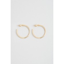 Klasik 18 Ayar Sarı Altın Kaplama Gümüş Halka Küpe