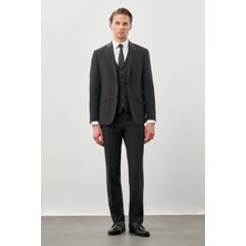 İmza Koyu Antrasit Bez Ayağı Mono Yaka Tam Astar Esnek 6 Drop Comfort Fit Takım Elbise 1001245900