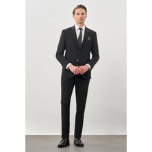 İmza Siyah Düz Mono Yaka Esnek 6 Drop Slim Fit Classic Takım Elbise 1001245178