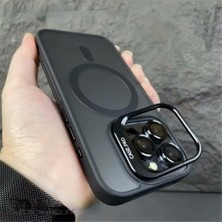 M.tk moveteck Apple iPhone 16 Pro Max Uyumlu Kılıf Standlı Mat Magsafe Metal Tuşlu Kamera Lens Hediyeli Flet Lensli Kapak