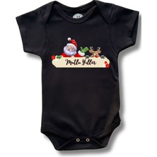 Betül Bebek Kısa Kollu Yılbaşı  Baskılı Organik Pamuk Çıtçıtlı Yeni Yıl Bebek Body&zıbın