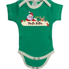 Betül Bebek Kısa Kollu Yılbaşı  Baskılı Organik Pamuk Çıtçıtlı Yeni Yıl Bebek Body&zıbın