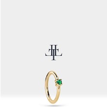 Yeşil Garnet Halka Piercing Küpe, 12 mm , 1.2 Mm, 14K Sarı-Beyaz-Kırmızı Altın | LE00001G