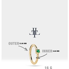 Yeşil Garnet Halka Piercing Küpe, 12 mm , 1.2 Mm, 14K Sarı-Beyaz-Kırmızı Altın | LE00001G