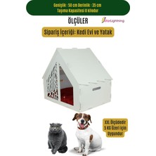 Tekno Trust Ahşap Büyük Kedi Yatağı Premium Kalite Beyaz Kedi Evi 50x35 cm Parlak Boyalı Seperatör Model