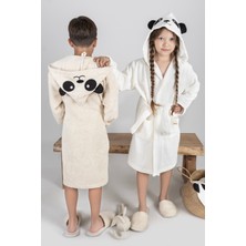 EIFIN Pamuklu Kapüşonlu Panda Nakışlı Çocuk Bornozu Unisex