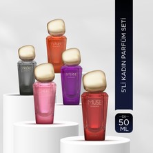 Imprimé 5'li Kadın Parfüm Seti (Muse 50 ml +Priére 50 ml + Cherié 50 ml +Interne 50 ml + Flâner 50 Ml)