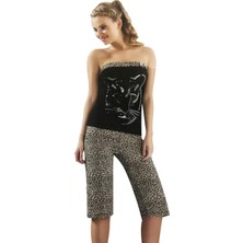 Hmd Kadın Leopar Straplez Kapri Takım 50026