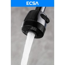ECSA Krom Lüx Siyah Armut Borulu Mutfak Evye Bataryası Silikon Borulu