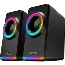 Mikado MD-182 2.0 3W*2 Siyah Rgb Aydınlatmalı USB + 3.5mm USB 5V Speaker Hoparlör