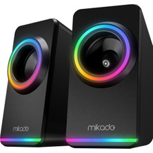 Mikado MD-182 2.0 3W*2 Siyah Rgb Aydınlatmalı USB + 3.5mm USB 5V Speaker Hoparlör