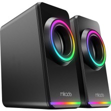 Mikado MD-182 2.0 3W*2 Siyah Rgb Aydınlatmalı USB + 3.5mm USB 5V Speaker Hoparlör