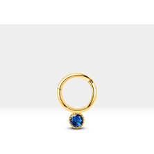 Yuvarlak Safirli Halka Piercing, 10 mm , 1.2 Mm, 14K Sarı-Beyaz-Kırmızı Altın | LC00051S