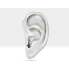 Yuvarlak Safirli Halka Piercing, 10 mm , 1.2 Mm, 14K Sarı-Beyaz-Kırmızı Altın | LC00051S