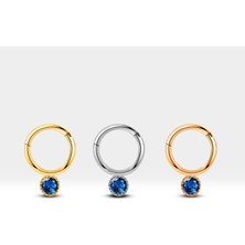 Yuvarlak Safirli Halka Piercing, 10 mm , 1.2 Mm, 14K Sarı-Beyaz-Kırmızı Altın | LC00051S