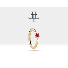 Yakutlu Halka Piercing Küpe, 12 mm , 1.2 Mm, 14K Sarı-Beyaz-Kırmızı Altın | LE00001R
