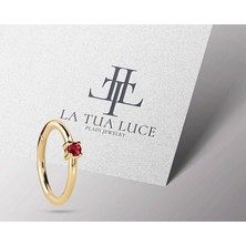 Yakutlu Halka Piercing Küpe, 12 mm , 1.2 Mm, 14K Sarı-Beyaz-Kırmızı Altın | LE00001R