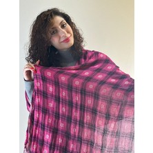 Gönülden Tasarım Ekose Çiçek Desenli Kareli Kadın Fular Şal 180X70 cm