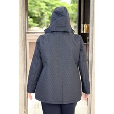 Çıkartılabilir Kapüşonlu Cepli Içi Komple Peluş Büyük Beden Kapitone Mont