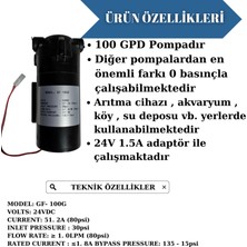 Pompa 100 Gpd Su Arıtma Cihazı Pompası - Basınçsız Suda Çalışma Özellikli