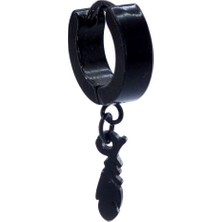 Bz 316L Çelik Siyah Tüy Detaylı Sallantılı Halka Küpe UNK-706